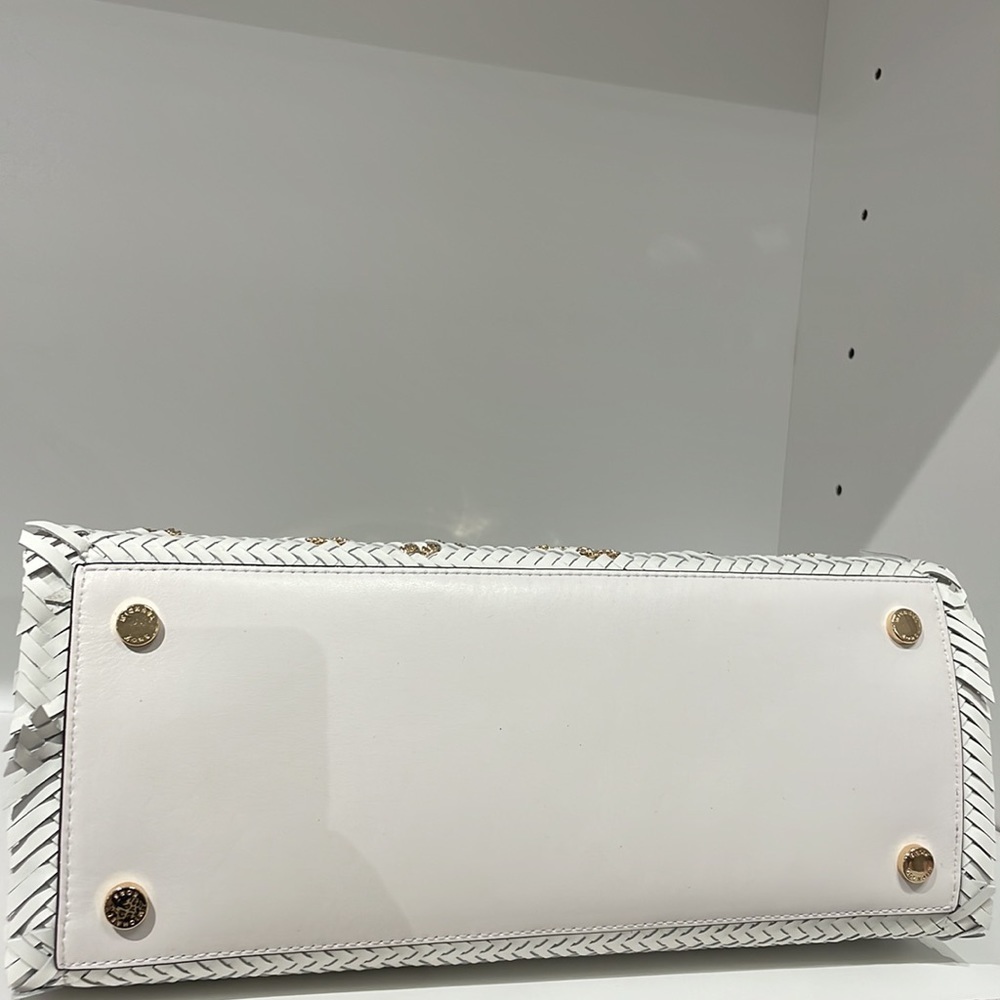 Michael Kors Hamilton white leather woven satchel bag - Picture 6 of 7